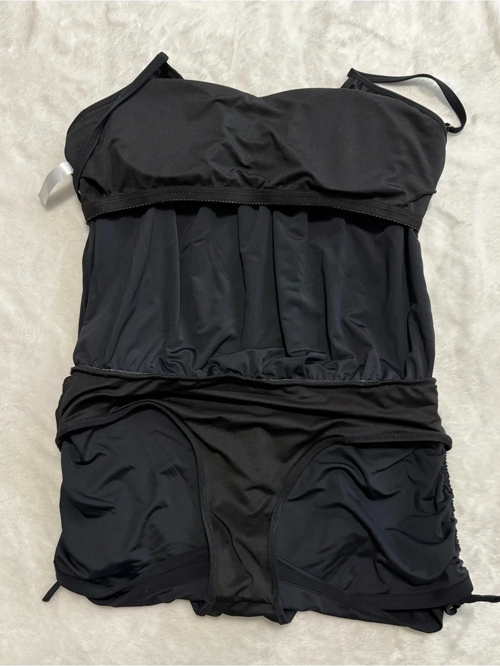 Beachsissi Black Blouson Modest Swim Dress